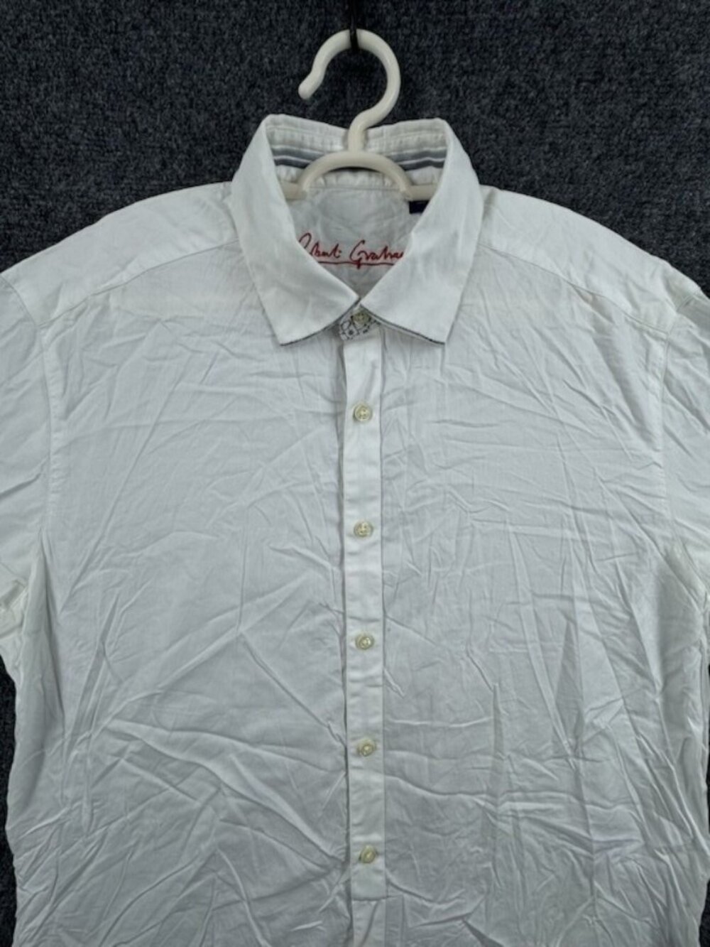Robert Graham Cotton Large White Solid Button Up Long Sleeve Mens Shirt Spread